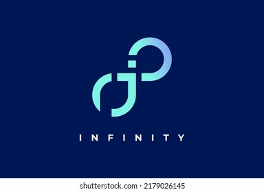 Letter J Infinity Logo design, suitable for technology, brand and company logo, vector illustration