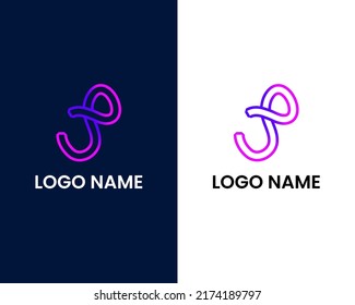 letter j with infinity modern logo design template