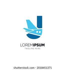 Letter J Initial Airplane Tail Logo Design Vector Graphic Icon Emblem Illustration
