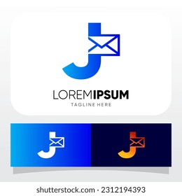 Letter J Initial Email Message Logo Design Vector Icon Graphic Emblem Illustration 