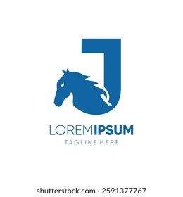 Letter J Initial Horse Logo Design Vector Icon Graphic Emblem Symbol Image Illustration 