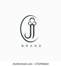 Logotipo inicial de la letra J para el nombre comercial de la marca