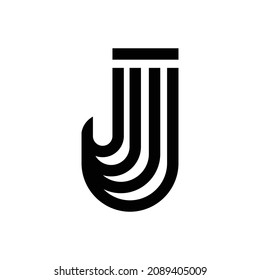 letter J initial logo icon vector template