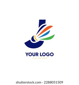 Letter J Initial Shuttlecock Logo Design Vektor Icon Grafik Emblem Illustration
