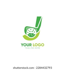 Letter J Initial Stick Golf Logo Design Vector Icon Graphic Emblem Illustration