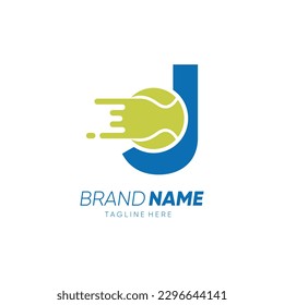 Letter J Initial Tennis Ball Logo Design Vector Icon Graphic Emblem Illustration
