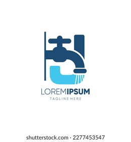 Letra J Logotipo inicial de grifo de agua Diseño Icono vector Ilustración gráfica Emblema