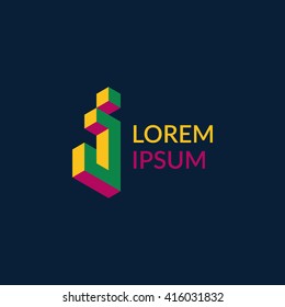 Letter "J" isometric logo design.