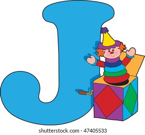 Letter J with a Jack in a Box