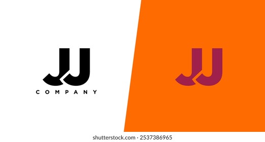 Letra J y J, Plantilla de diseño de logotipo JJ. Logotipo inicial basado en monograma mínimo.