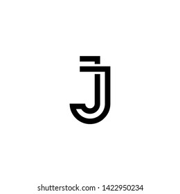 Letter j jj minimalist art monogram. Creative Design vector linear for Title, Header, Lettering, Logo. Modern Two Monogram for corporate Business. Labyrinth Line art style on white background. 