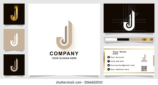 Letter j or jj monogram logo template with business card design