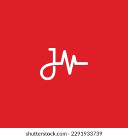 Letter J or JM and Heart Beat logo or icon design