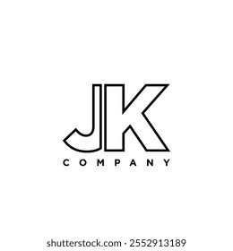 Letra J y K, Plantilla de diseño de logotipo JK. Logotipo inicial basado en monograma mínimo.