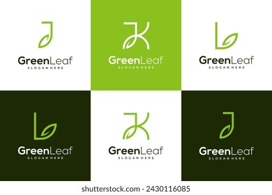 Letter J, K, L Nature leaf logo icon vector illustration template