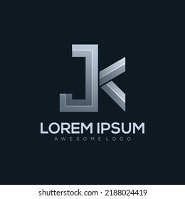 Letter J K Logo template in silver color