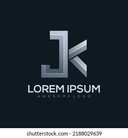 Plantilla de logotipo de carta J K en color plata