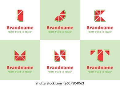 Letter I J K M N T Watermelon Logo, symbolizing freshness, fun, and creativity