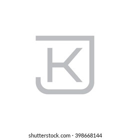 letter J and K monogram square shape logo gray