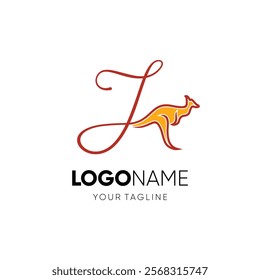 Letter J Kangaroo Logo Design Vector Icon Graphic Emblem Illustration