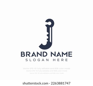 Letter J key logo vector templates 