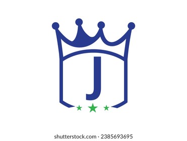 Letter J king crown Design Vector Template. letter logo icon design with king crown Template 