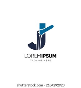 Letter J Knee Joint Bone Logo Design Vector Icon Graphic Emblem Illustration