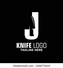 Letter J Knife Logo Design Template Inspiration, Vector Illustration.