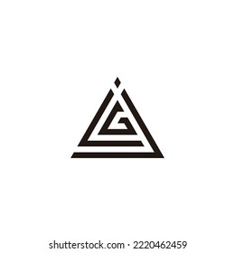Letter j, L and G triangle geometric symbol simple logo vector