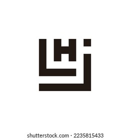 Letter j, L and H square geometric symbol simple logo vector