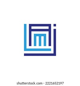 Letter j, L, A and m, square geometric symbol simple logo vector