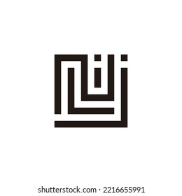 Letter j, L, N and i square geometric symbol simple logo vector