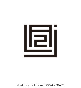 Letter j, L, A and number 2, square geometric symbol simple logo vector