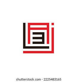 Letter j, L, A and number 3 square geometric symbol simple logo vector