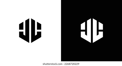 Letter J L Polygon, Hexagonal Minimal Logo Design On Black And White Background