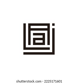 Letter j, L, A and a square geometric symbol simple logo vector