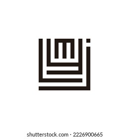 Letter j, L, y and m square geometric symbol simple logo vector