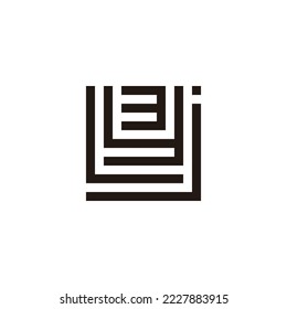 Letter j, L, y and number 3 square geometric symbol simple logo vector