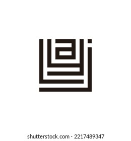 Letra j, L, y y y símbolo geométrico cuadrado vector de logotipo simple
