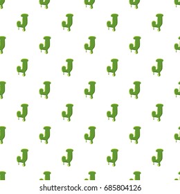 Letter J from latin alphabet with numbers and symbols made of green slime. Font can be used for Halloween design and other purposes