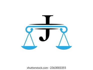 Letter J Law Firm Logo Design Vector Template. Lawyer Service, Law Office, Scale, Logo Template. business, and company identity