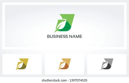 Letter J Leaf Environment Natural Logo