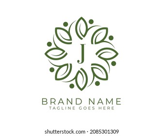 letter J Leaf Flower logo. Elegant Flower Emblem Logo illustrations. Vector Logo design for natural products, flower shop, cosmetics, Floral, Organic, ecology concepts, health, spa.