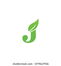 Letter J and Leaf Green Logo Template design vector