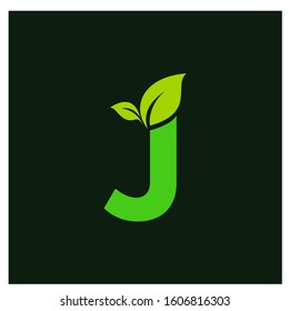 Letter J Leaf Logo Design Vector