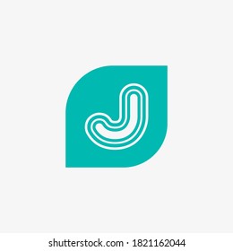Elemento de plantilla de diseño de logotipo de hoja de letra J