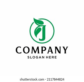 Letter J with leaf logo design
