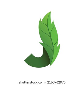 letter J leaf logo design vector