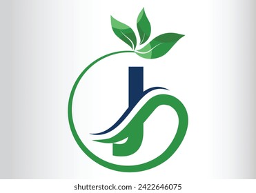 Letter J Leaf Logo Design  Vector letter template design for brand.