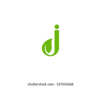 Letter J Leaf Logo Design Template Element
